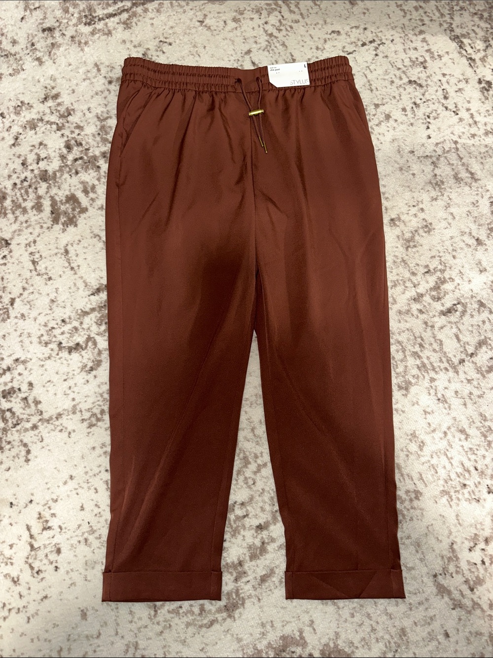 Stylus Brown Pull-On Ankle Pants Size Large – New With Tags